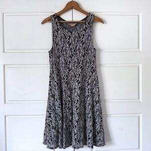 Free People Floral Lace Mini Skater Dress Small Black Indie Fairy Boho Sheer